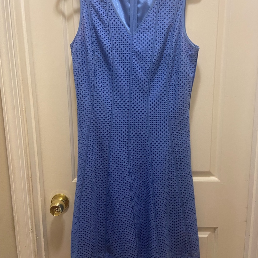 Ann Taylor Periwinkle Textured V-Neck Dress